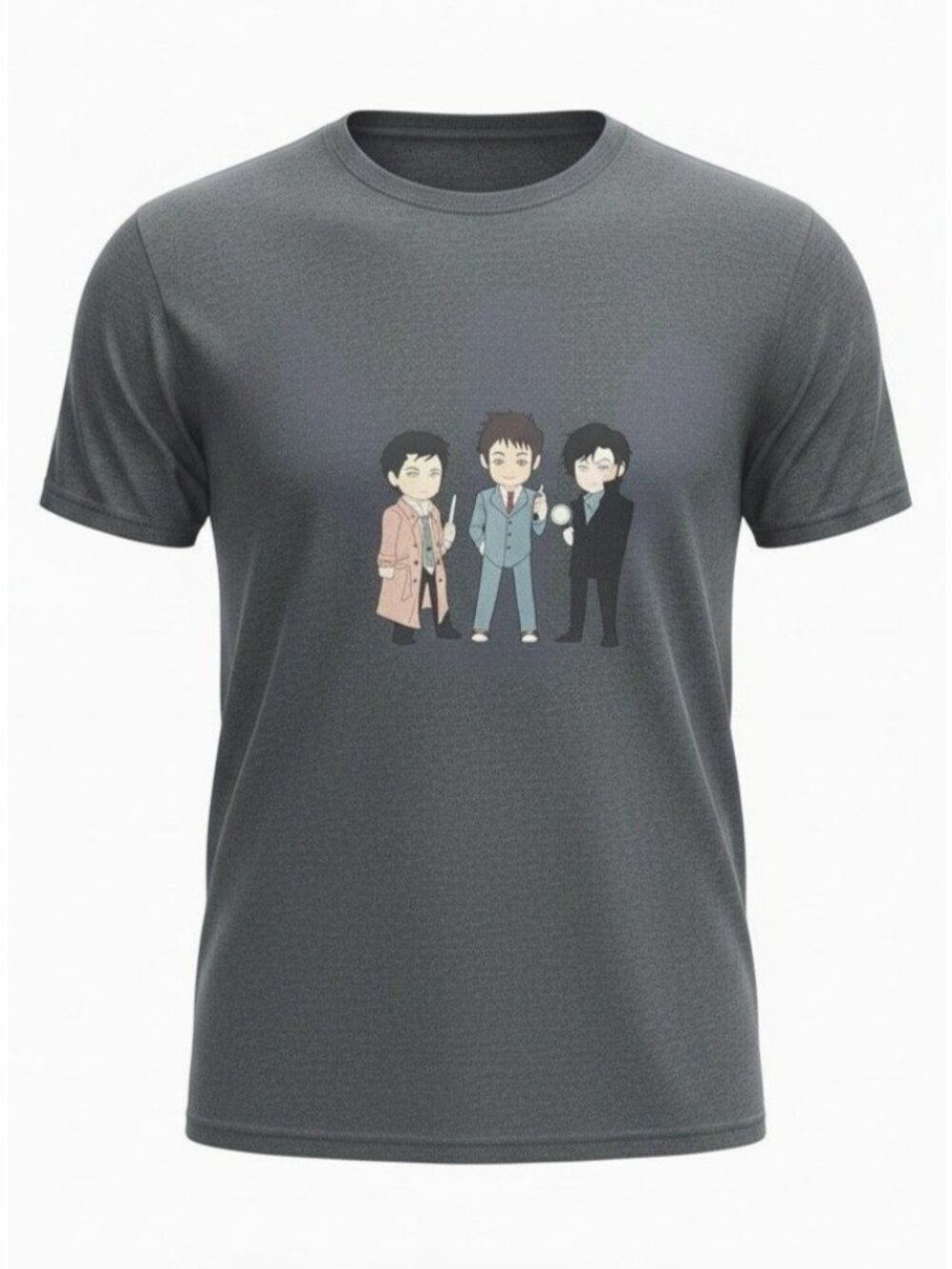 Gildan T-Shirt Anime Characters Supernatural Short Sleeve Gray Unisex Size M